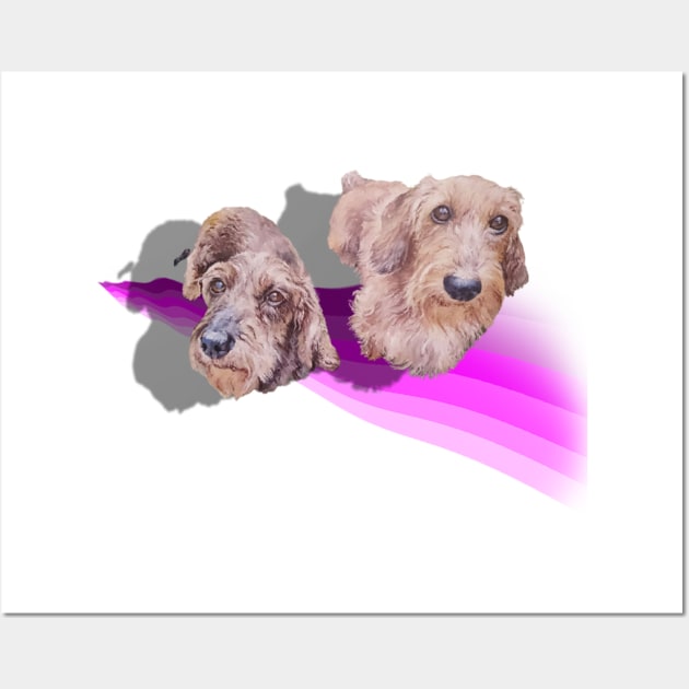 Gorgeous Wire hair Dachshund painting on a 3D style abstract background Wall Art by StudioFluffle